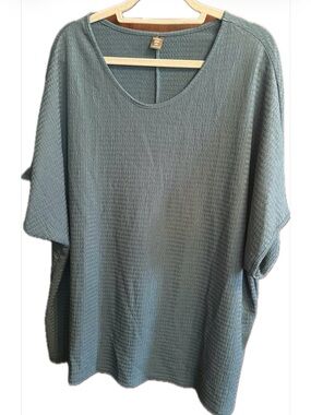 SHEIN Women's Textured Crew Neck Top - Teal